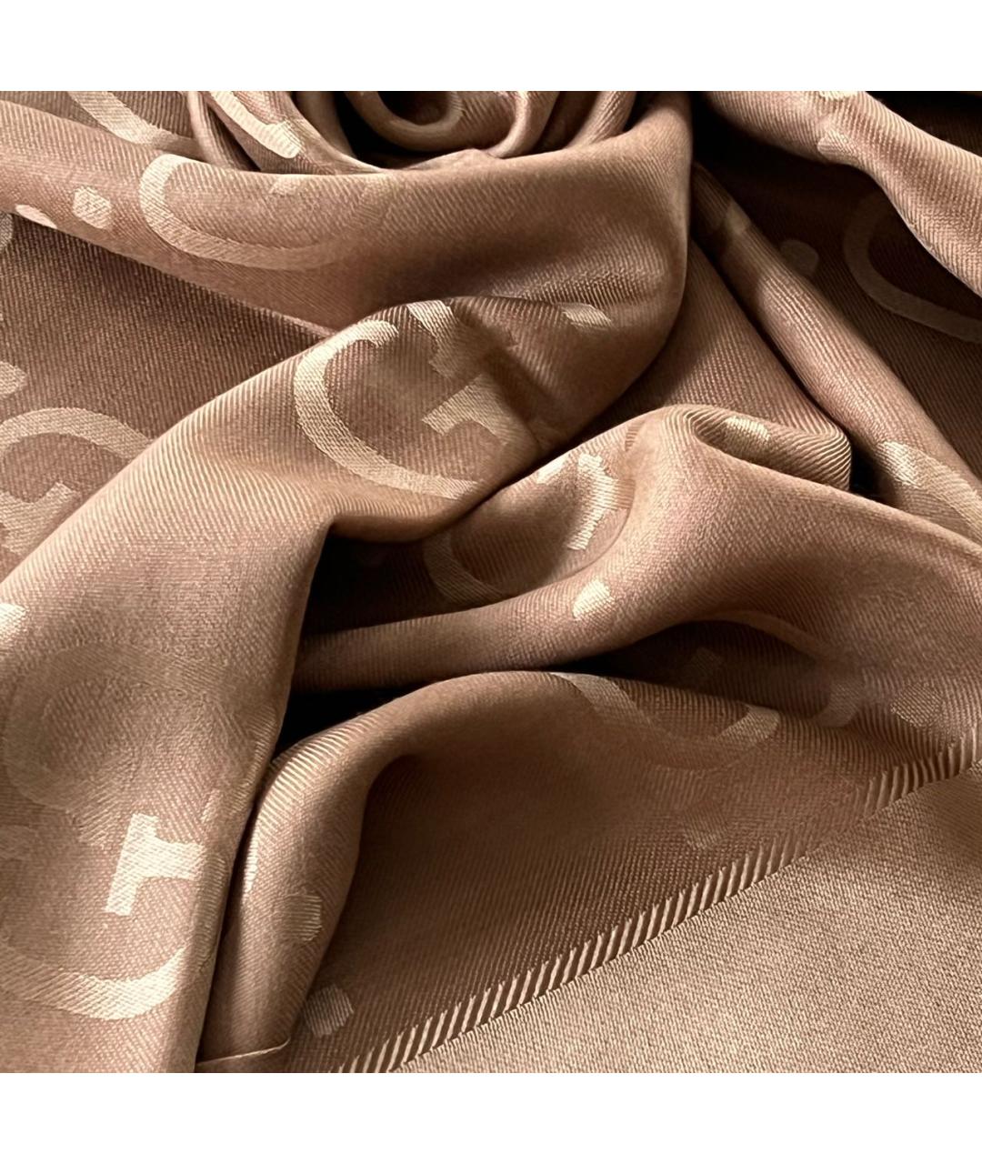 GUCCI Бежевый шелковый платок, фото 6