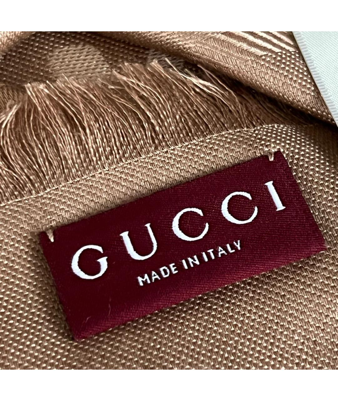 GUCCI Бежевый шелковый платок, фото 8