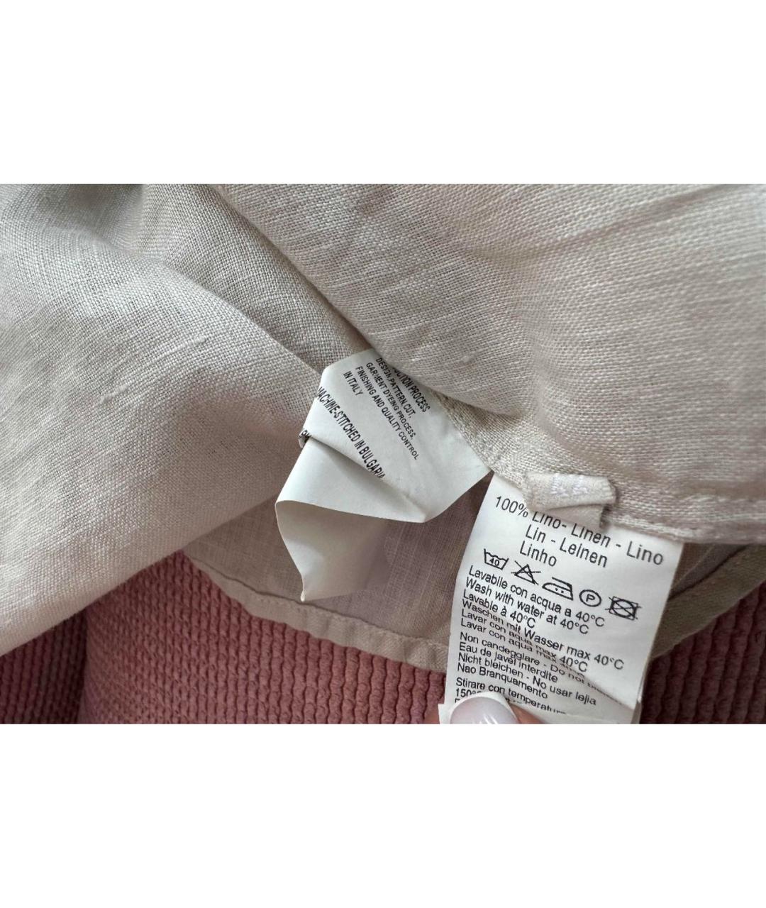 120% LINO Бежевая льняная блузы, фото 3