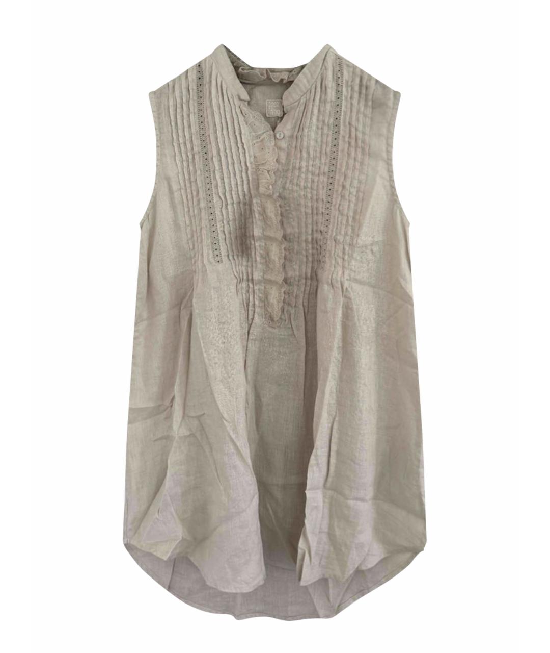 120% LINO Бежевая льняная блузы, фото 1