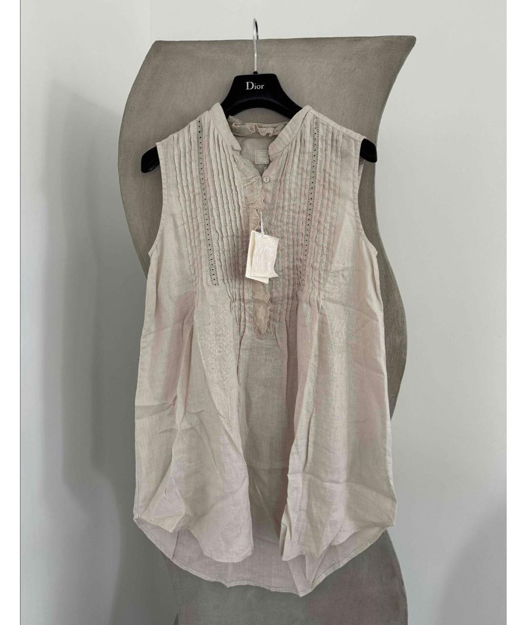 120% LINO Бежевая льняная блузы, фото 4