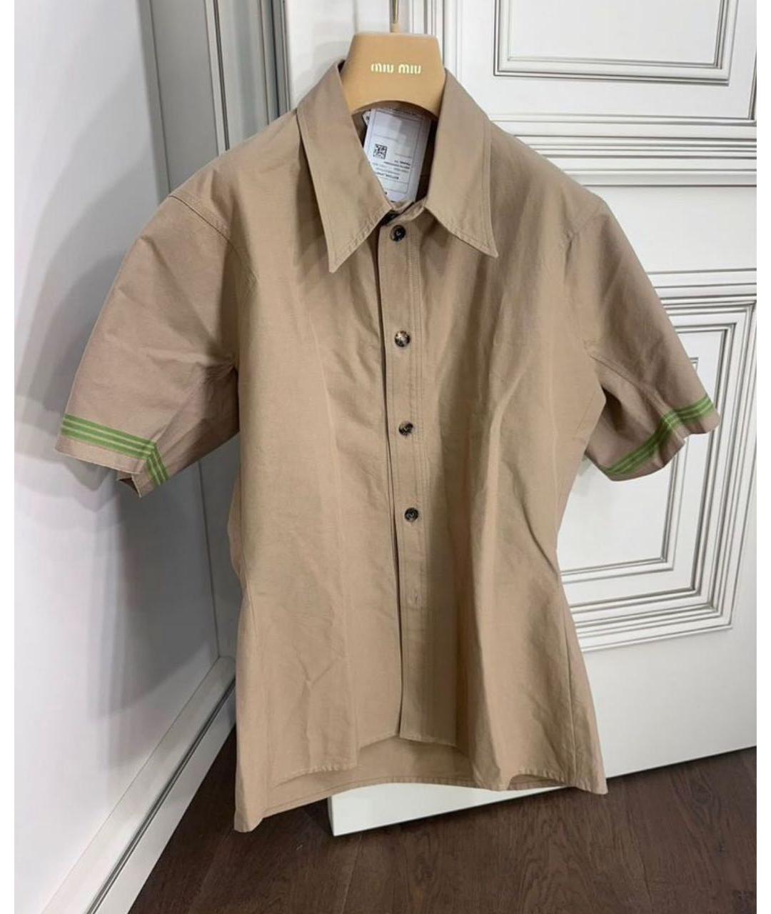 BOTTEGA VENETA Бежевая хлопковая рубашка, фото 5