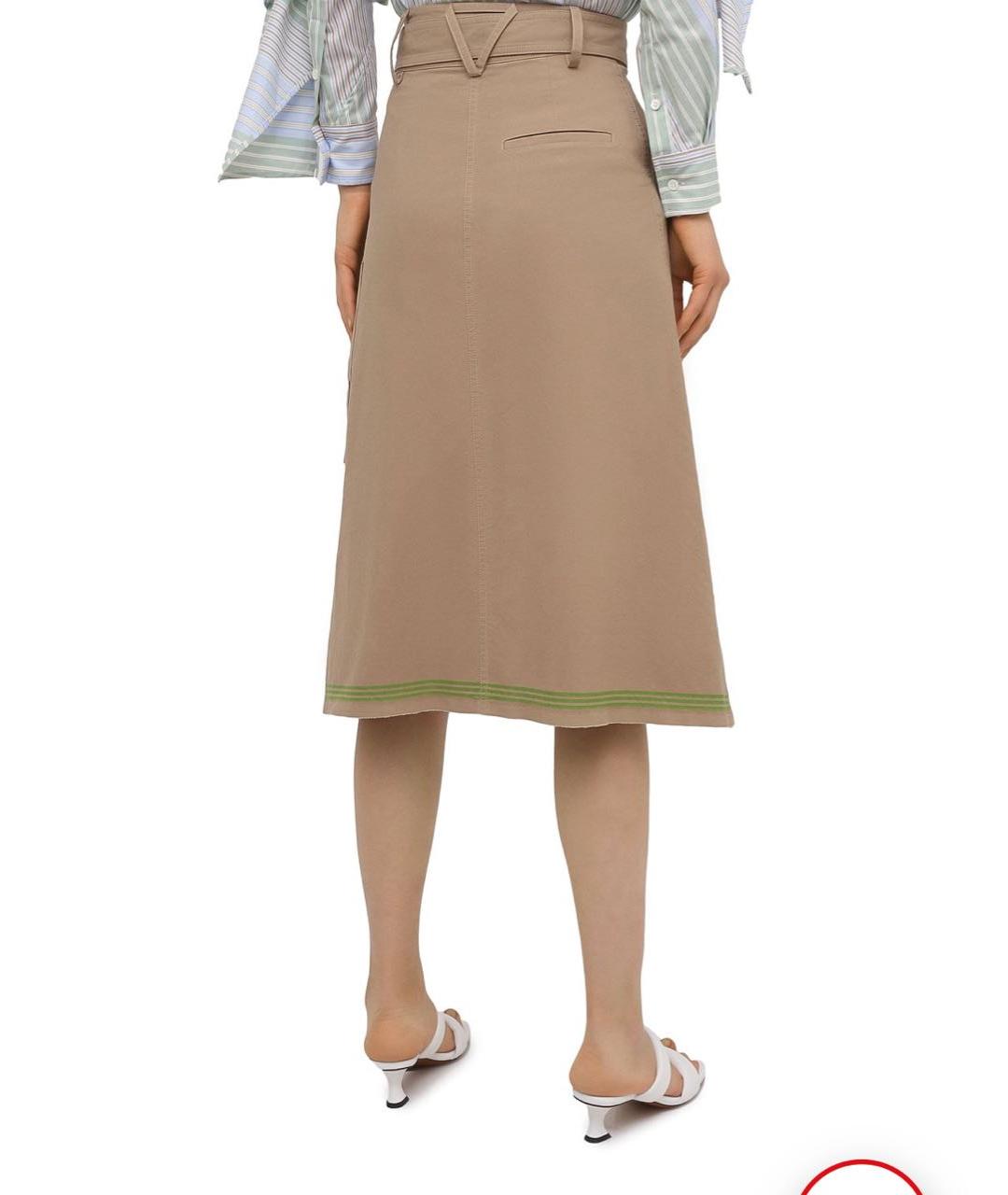 BOTTEGA VENETA Бежевая хлопковая юбка миди, фото 7