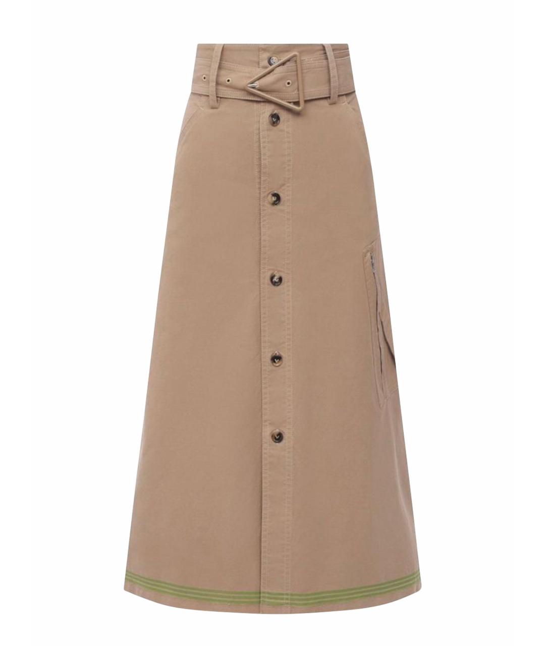 BOTTEGA VENETA Бежевая хлопковая юбка миди, фото 1
