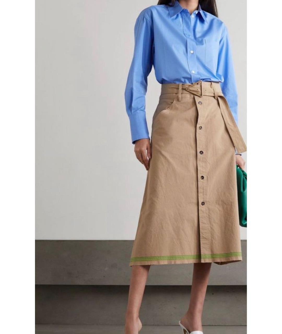 BOTTEGA VENETA Бежевая хлопковая юбка миди, фото 6