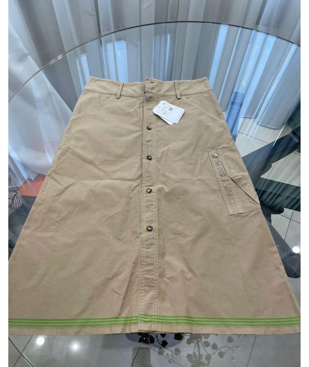 BOTTEGA VENETA Бежевая хлопковая юбка миди, фото 3