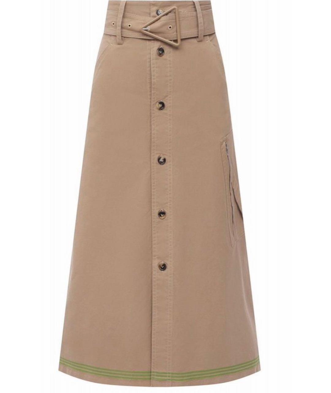 BOTTEGA VENETA Бежевая хлопковая юбка миди, фото 8