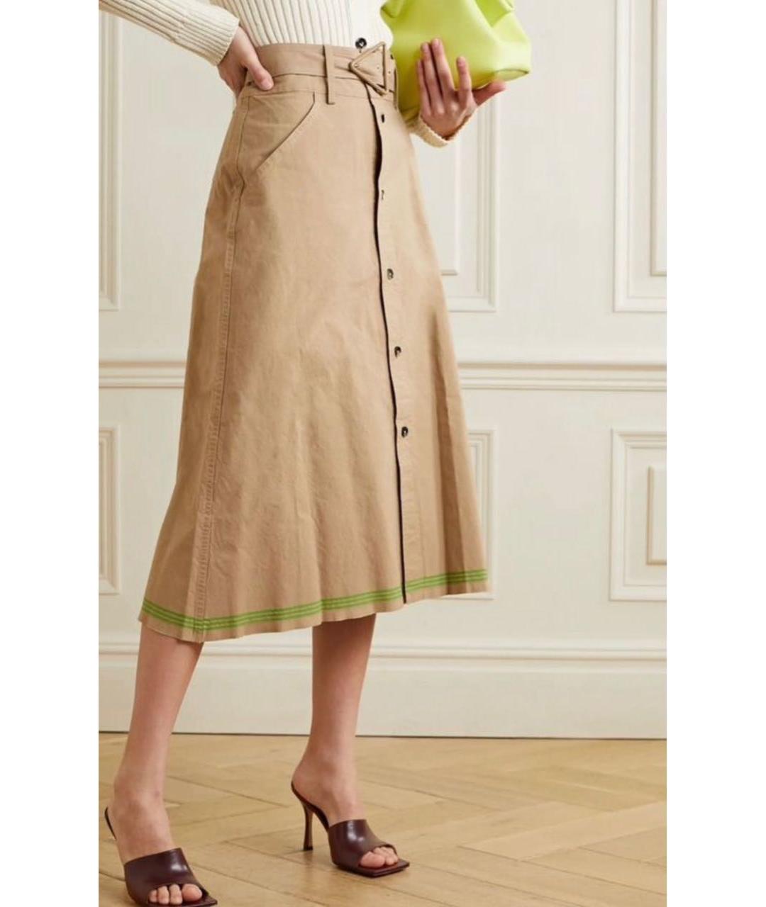 BOTTEGA VENETA Бежевая хлопковая юбка миди, фото 5