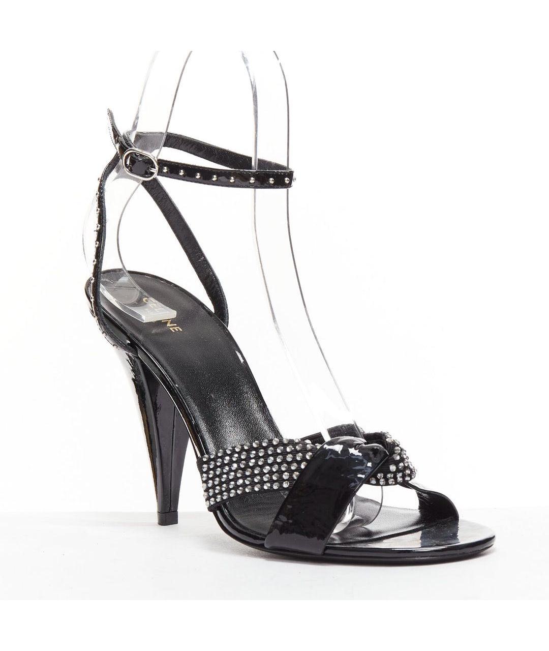 CELINE Черные кожаные босоножки, фото 6