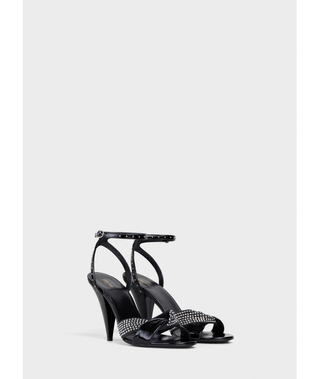 CELINE Черные кожаные босоножки, фото 2