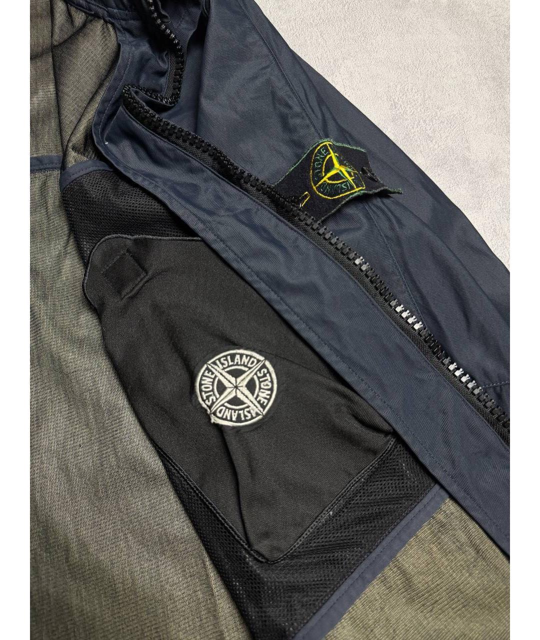 STONE ISLAND Темно-синяя полиуретановая куртка, фото 6