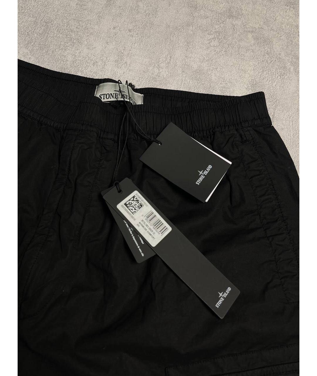 STONE ISLAND Черные хлопко-эластановые шорты, фото 5