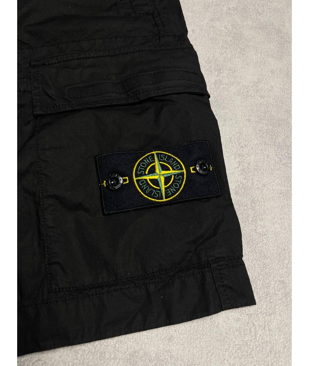 STONE ISLAND Черные хлопко-эластановые шорты, фото 3