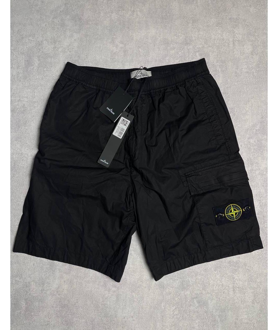 STONE ISLAND Черные хлопко-эластановые шорты, фото 2