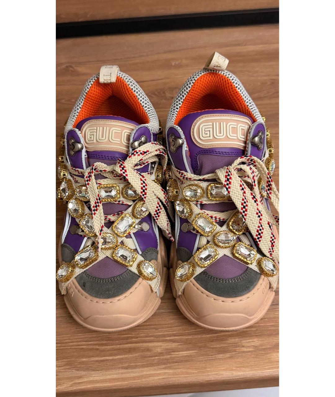 GUCCI Бежевые кожаные кроссовки, фото 2