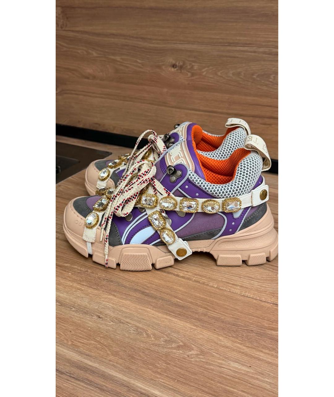 GUCCI Бежевые кожаные кроссовки, фото 5