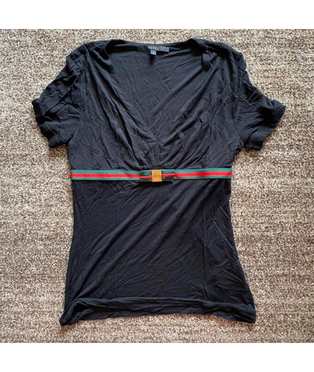 GUCCI Черная вискозная футболка, фото 9