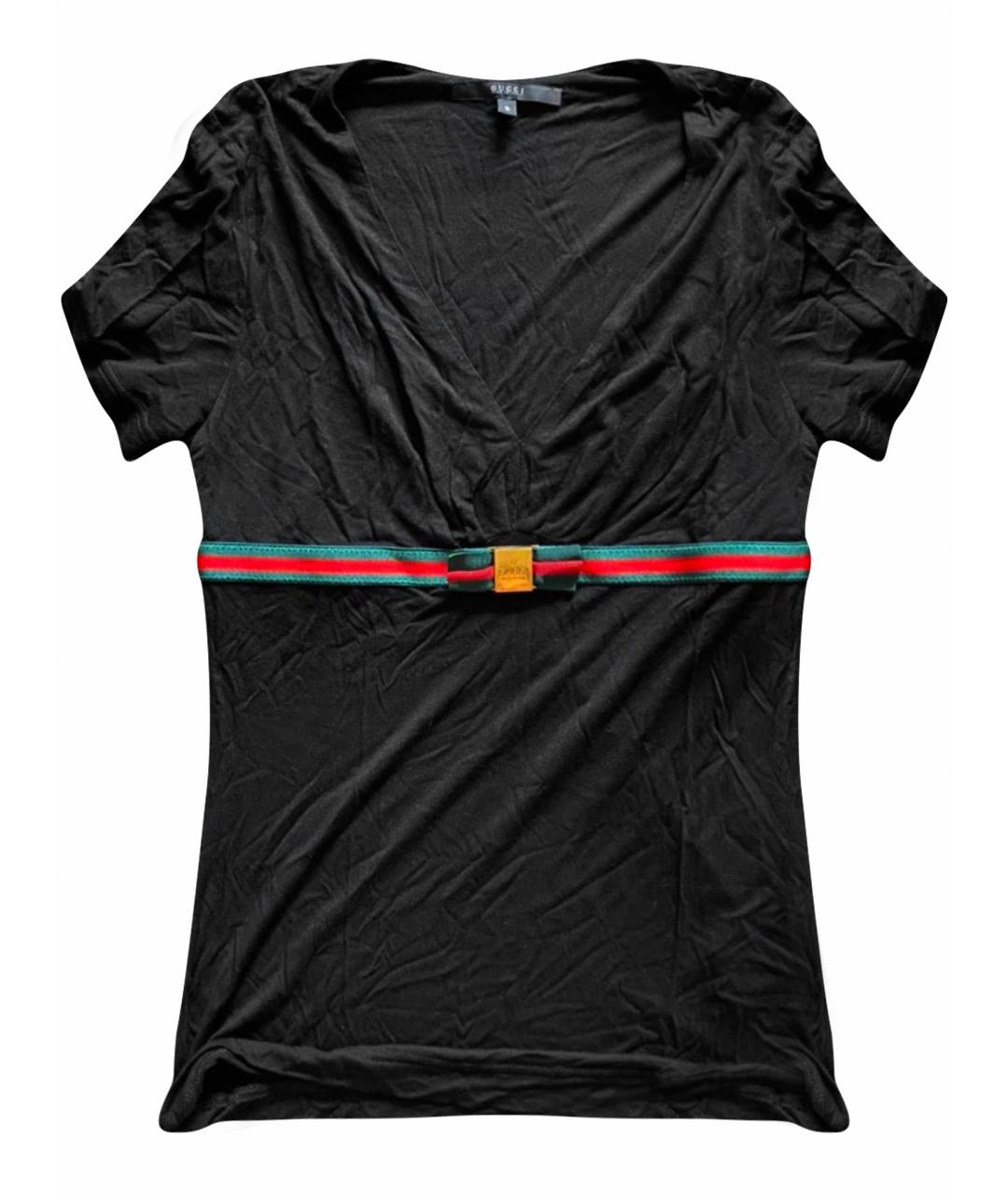 GUCCI Черная вискозная футболка, фото 1