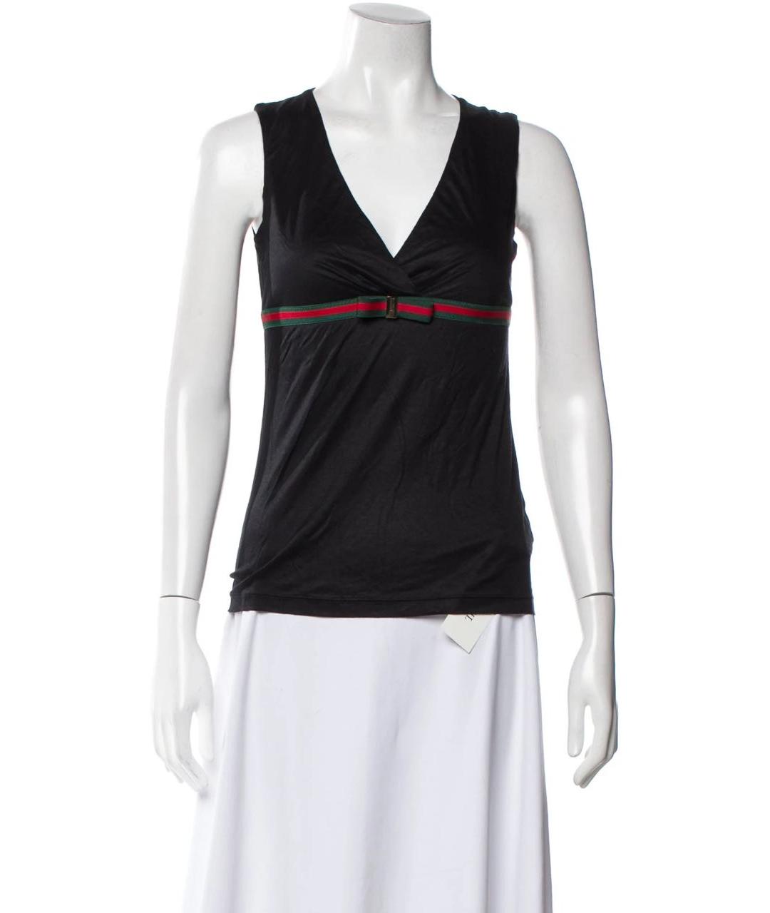 GUCCI Черная вискозная футболка, фото 3