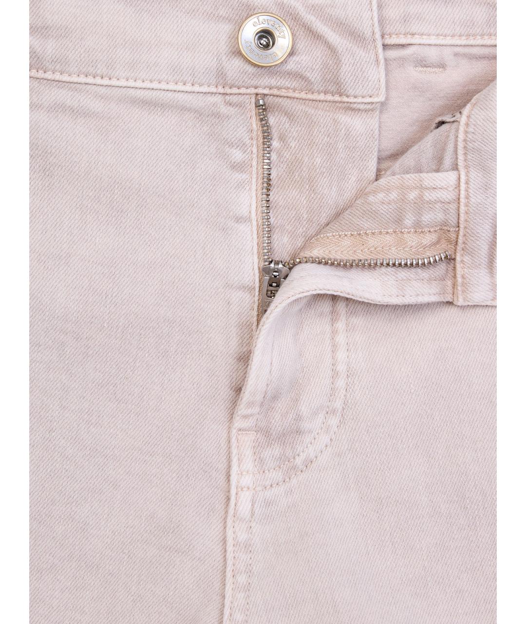 ELEVENTY Бежевые хлопковые прямые джинсы, фото 6