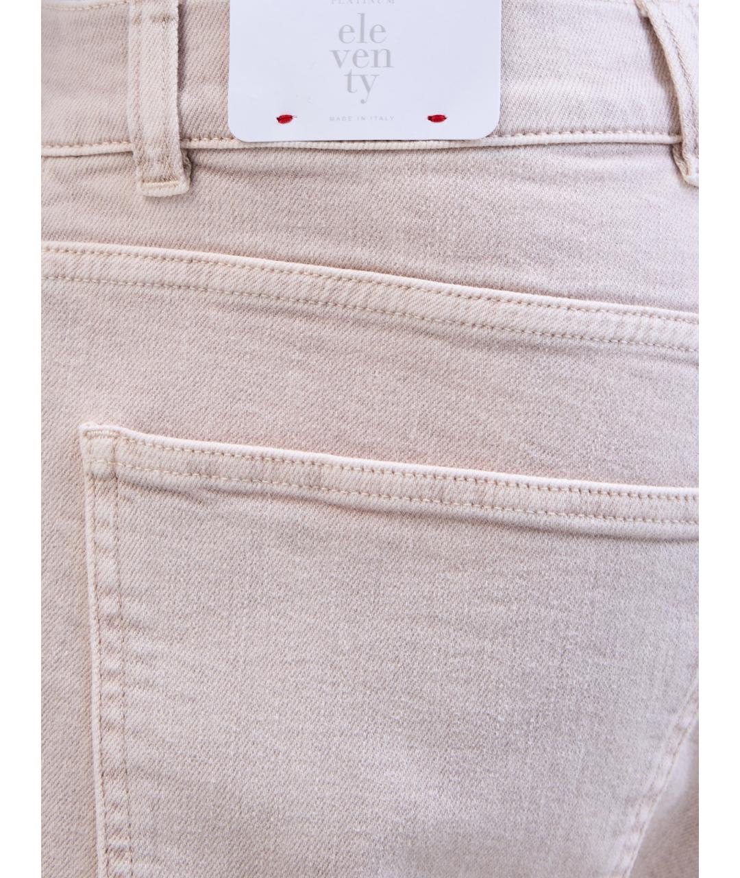ELEVENTY Бежевые хлопковые прямые джинсы, фото 5