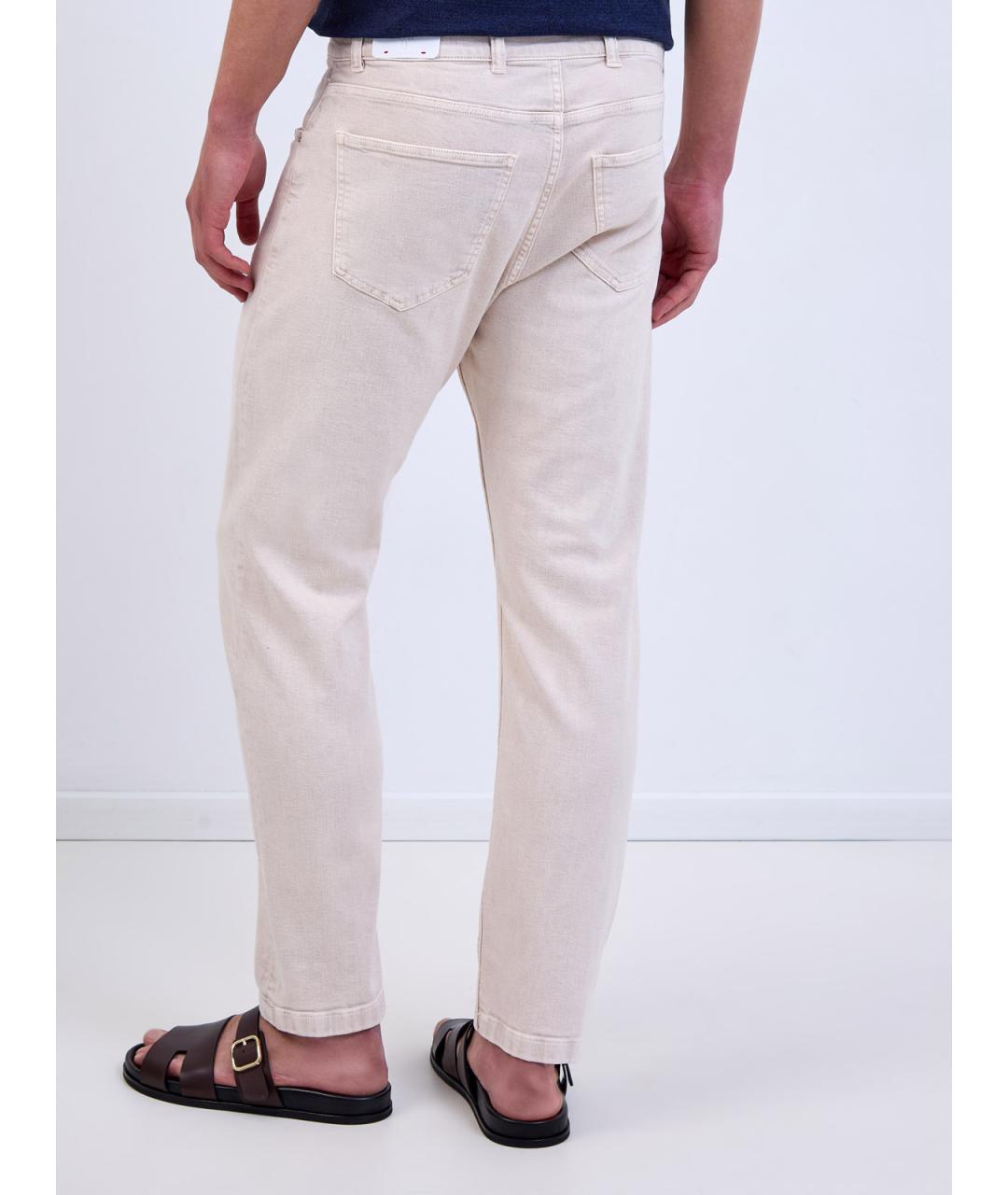 ELEVENTY Бежевые хлопковые прямые джинсы, фото 4