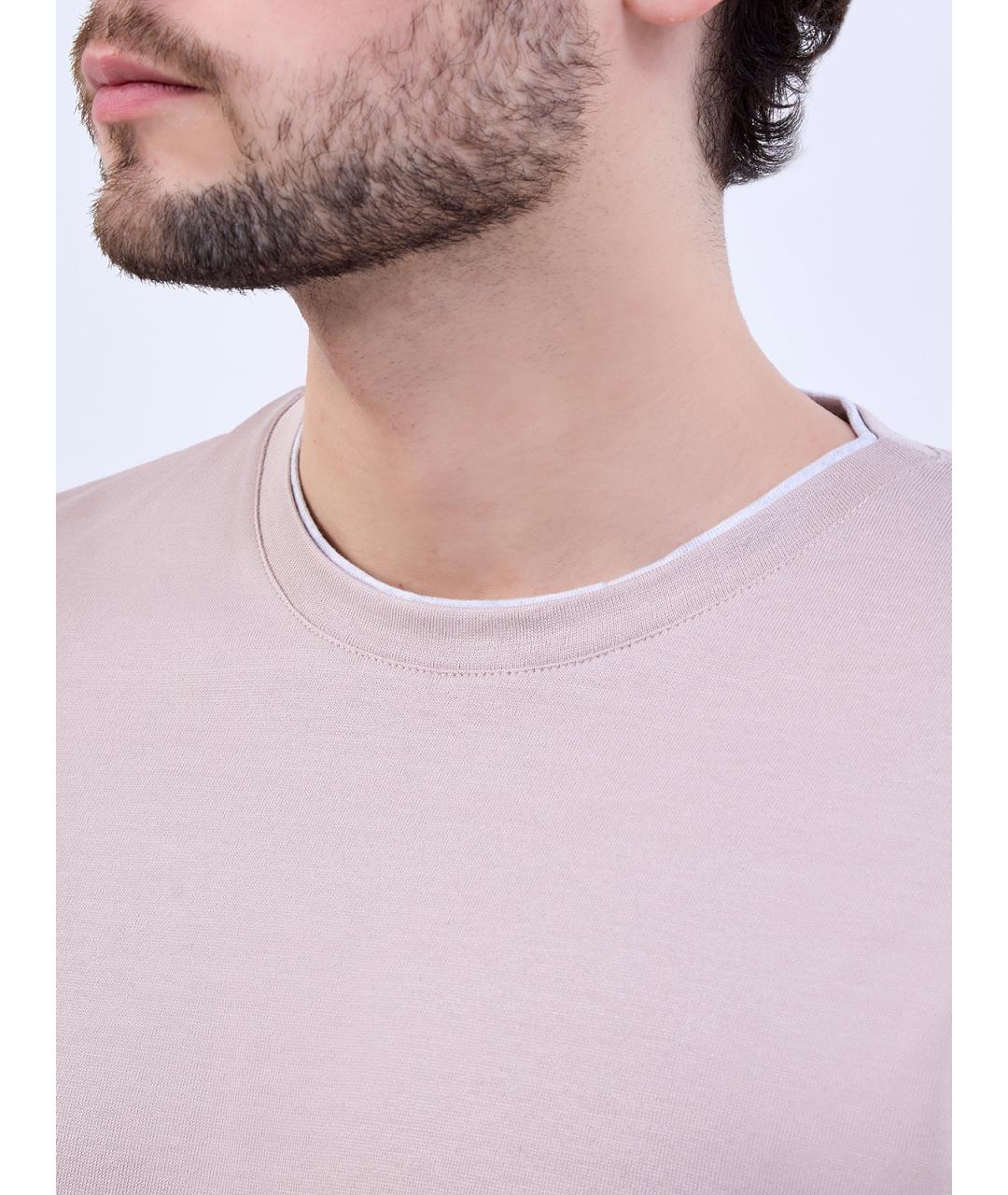 ELEVENTY Бежевая хлопковая футболка, фото 5