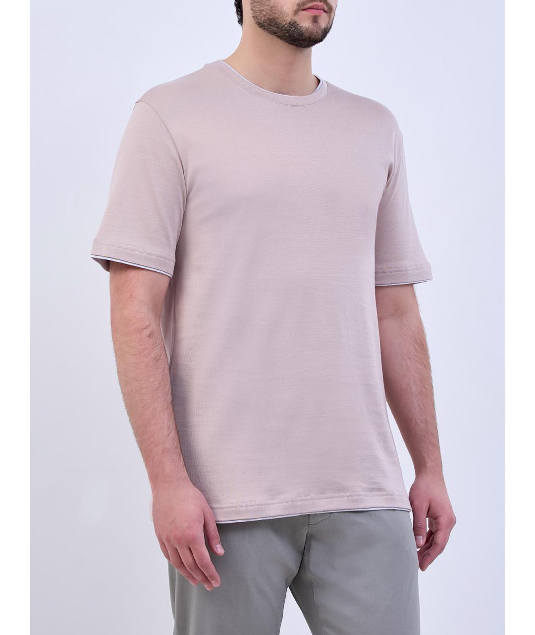 ELEVENTY Бежевая хлопковая футболка, фото 3