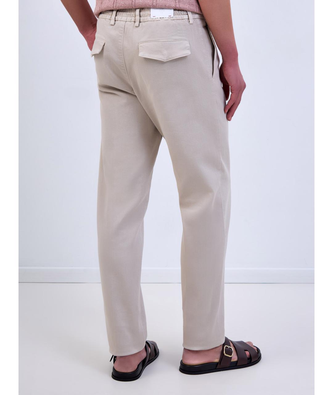 ELEVENTY Бежевые хлопковые прямые джинсы, фото 4