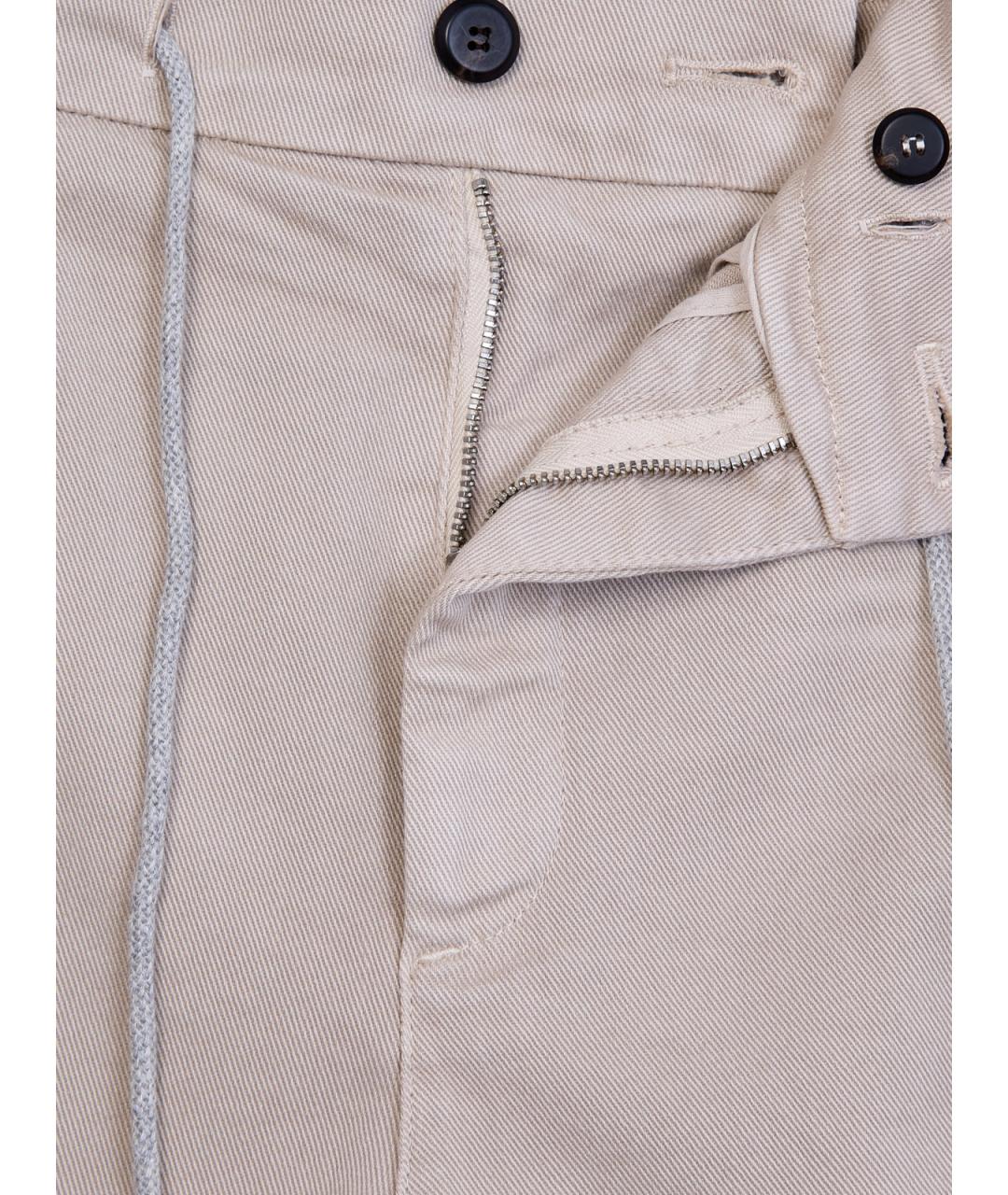 ELEVENTY Бежевые хлопковые прямые джинсы, фото 6