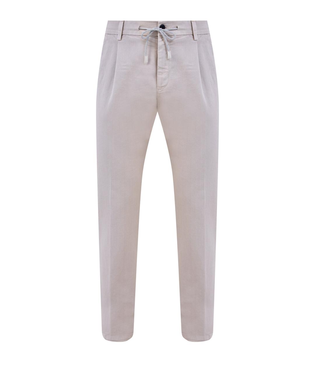 ELEVENTY Бежевые хлопковые прямые джинсы, фото 1