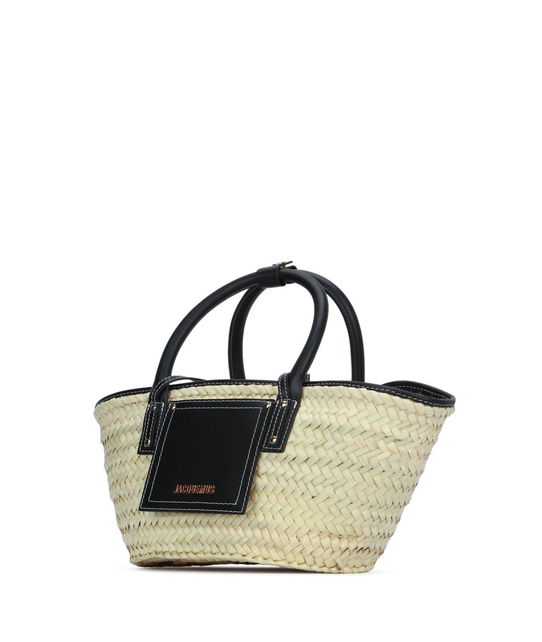 JACQUEMUS Черная кожаная пляжная сумка, фото 2
