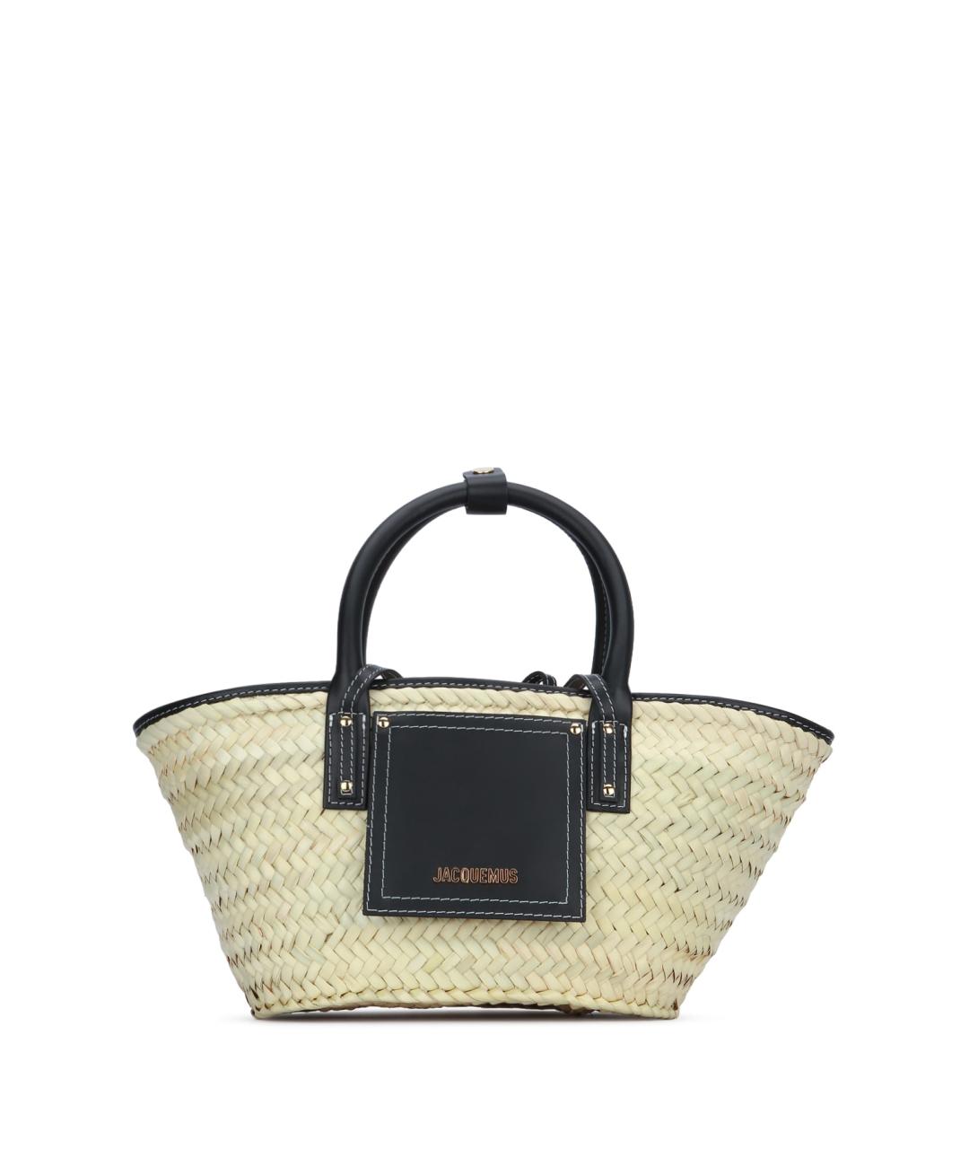 JACQUEMUS Черная кожаная пляжная сумка, фото 1