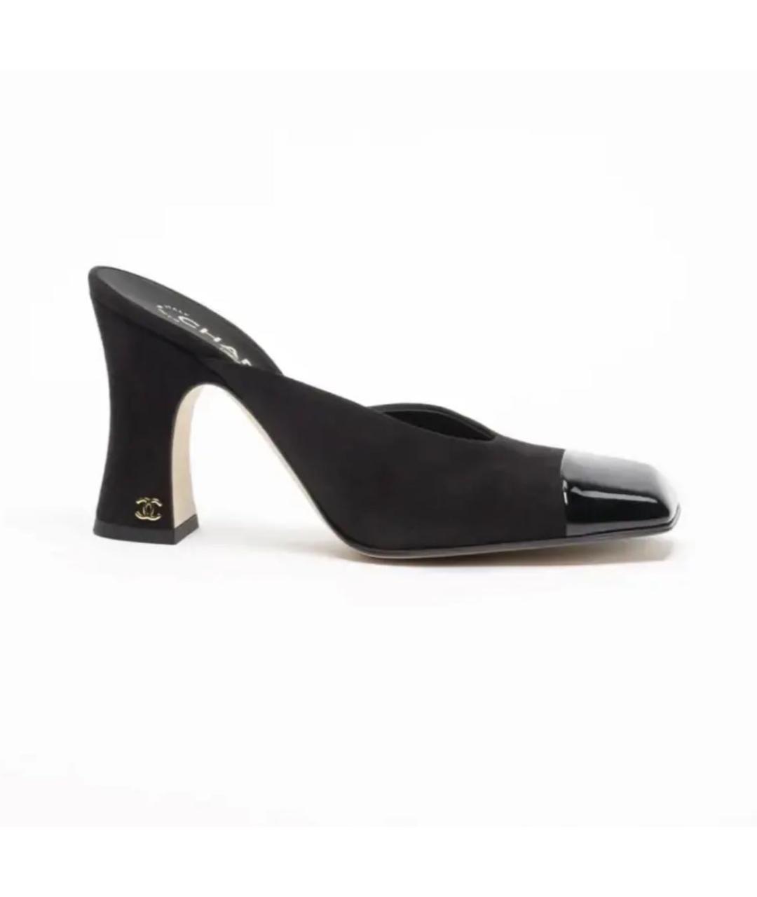CHANEL Черные замшевые мюли, фото 6
