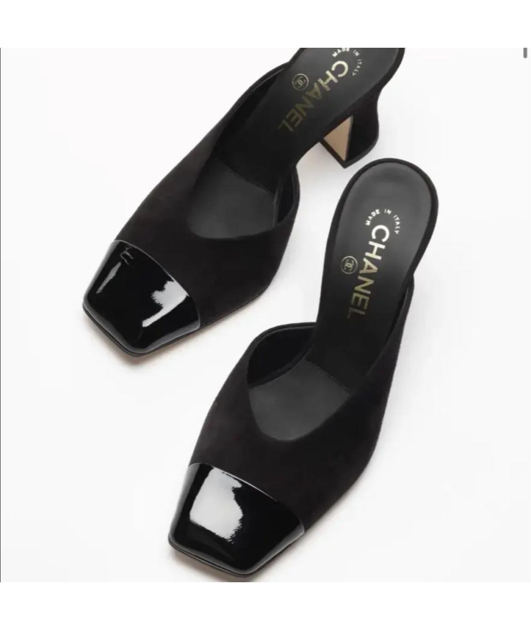 CHANEL Черные замшевые мюли, фото 2