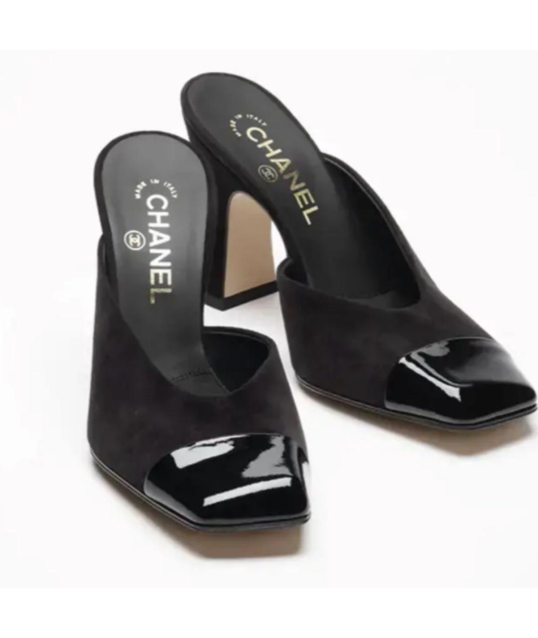 CHANEL Черные замшевые мюли, фото 4