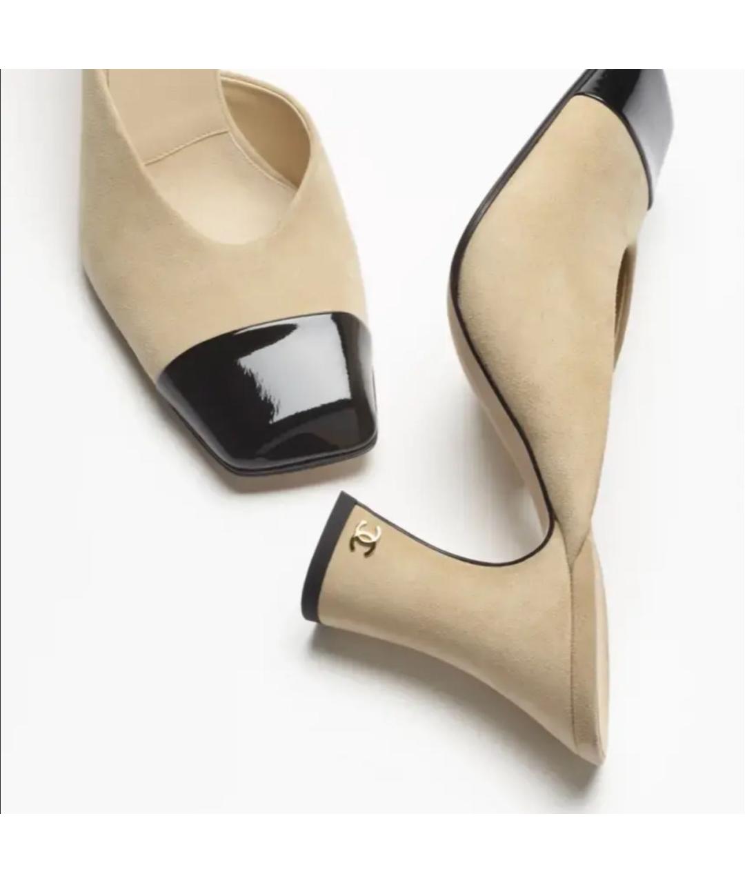 CHANEL Бежевые замшевые мюли, фото 4