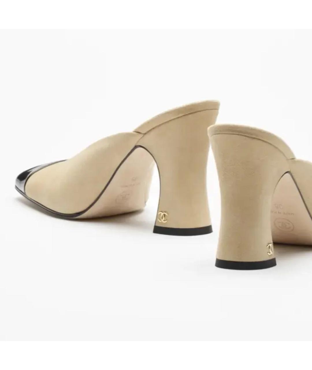 CHANEL Бежевые замшевые мюли, фото 3