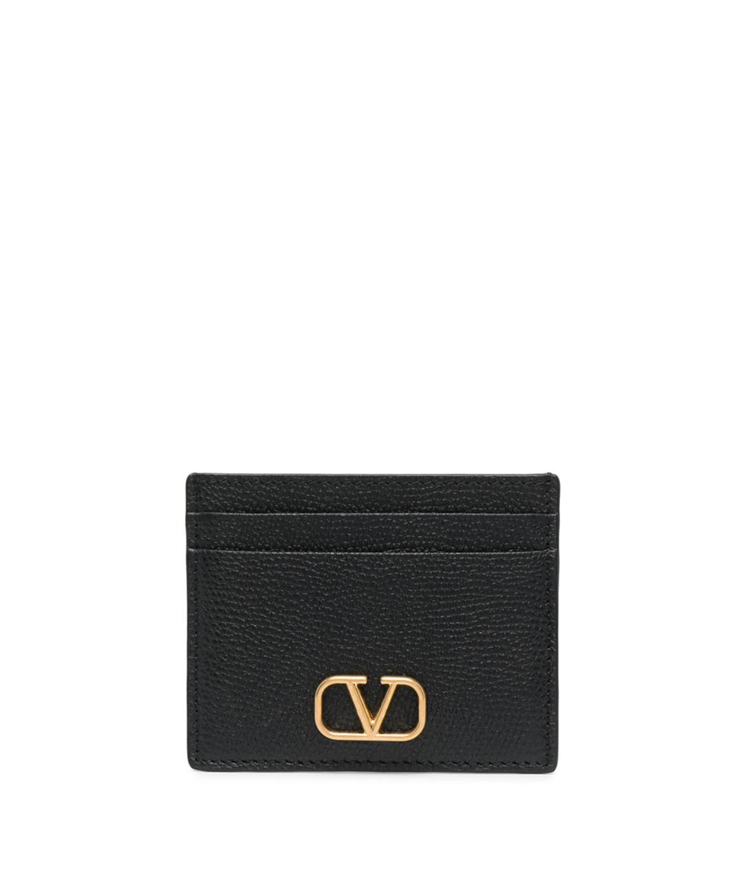 VALENTINO Черный кожаный кардхолдер, фото 1