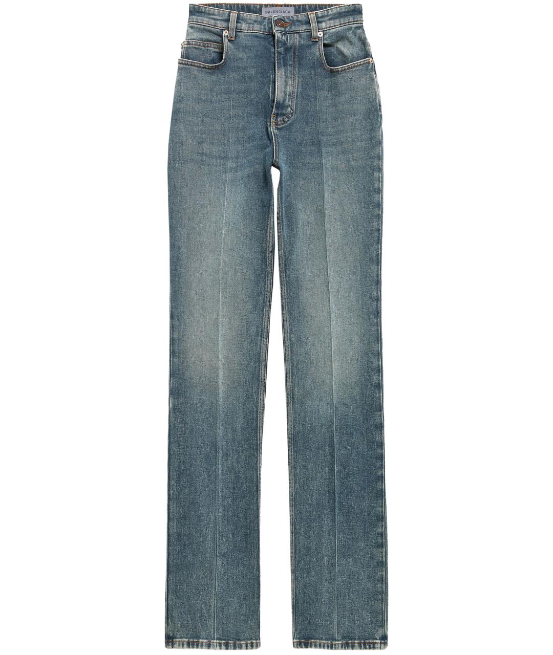 BALENCIAGA Синие хлопковые прямые джинсы, фото 1