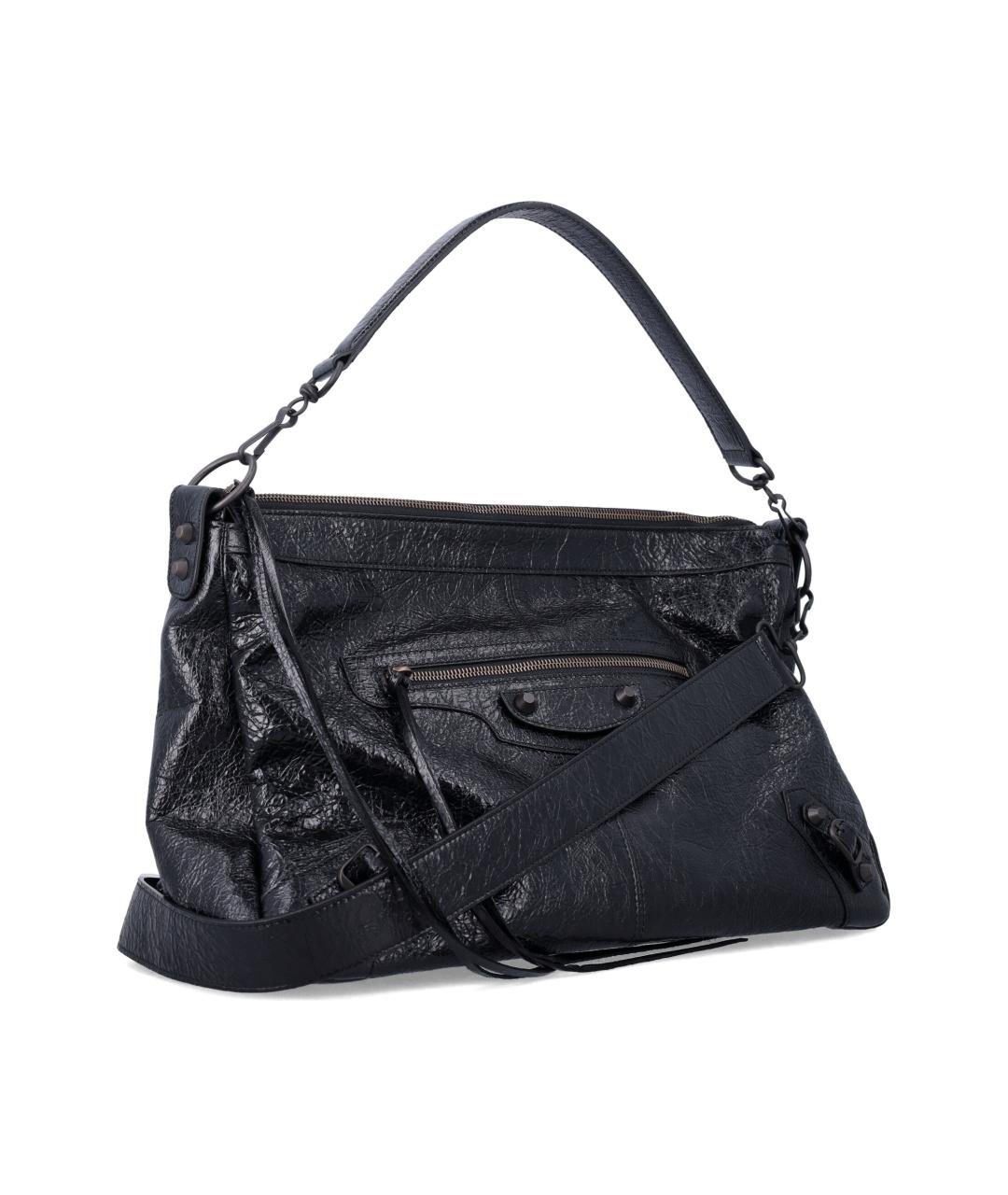 BALENCIAGA Черная кожаная сумка через плечо, фото 2