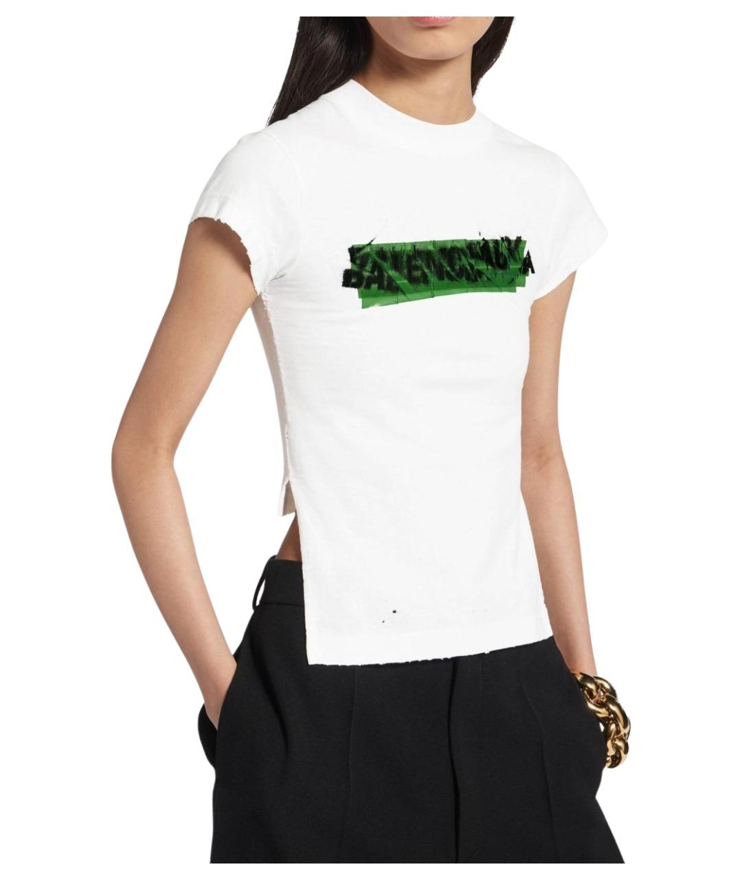 BALENCIAGA Белая хлопковая футболка, фото 2