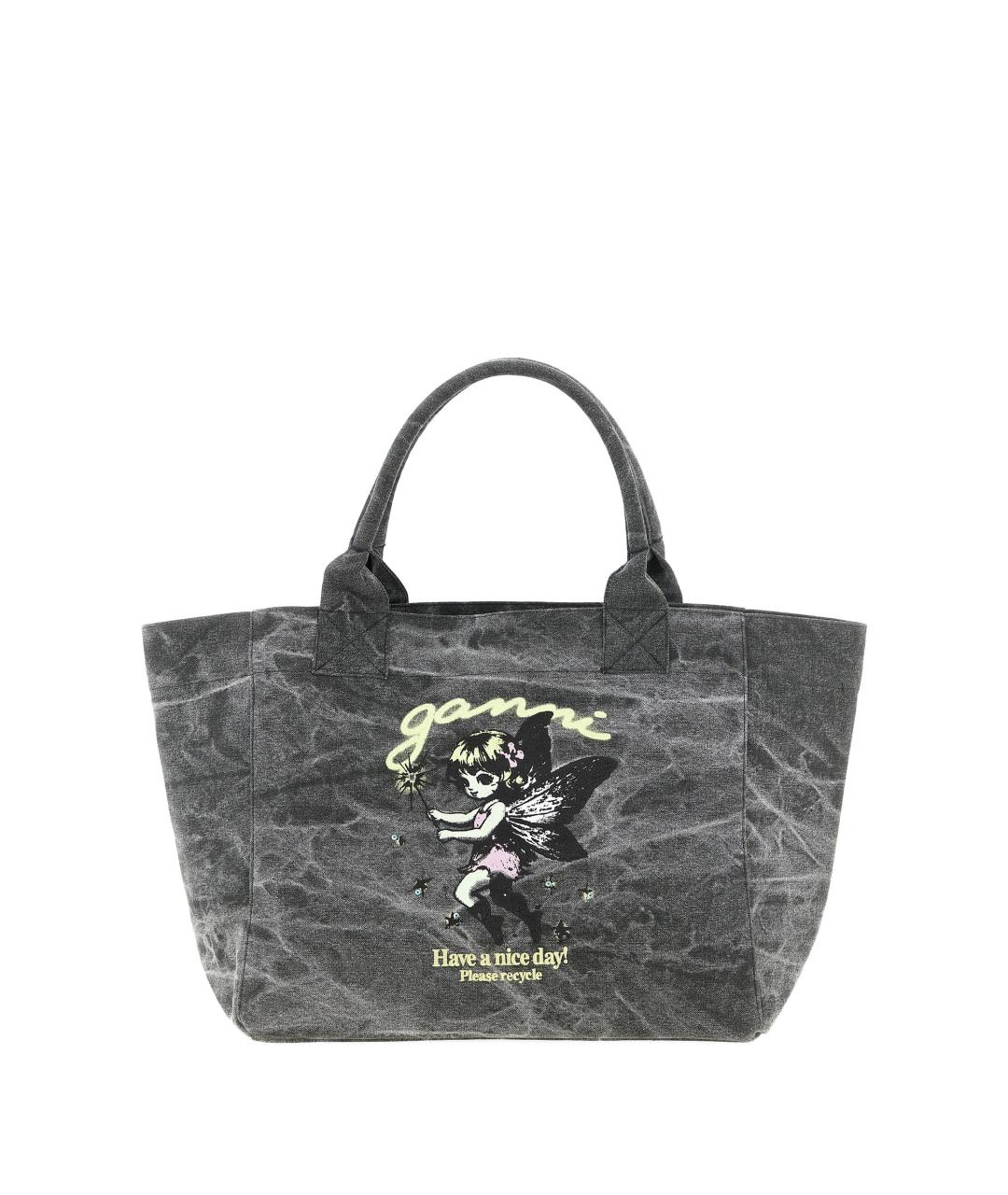 GANNI Черная хлопковая сумка тоут, фото 1