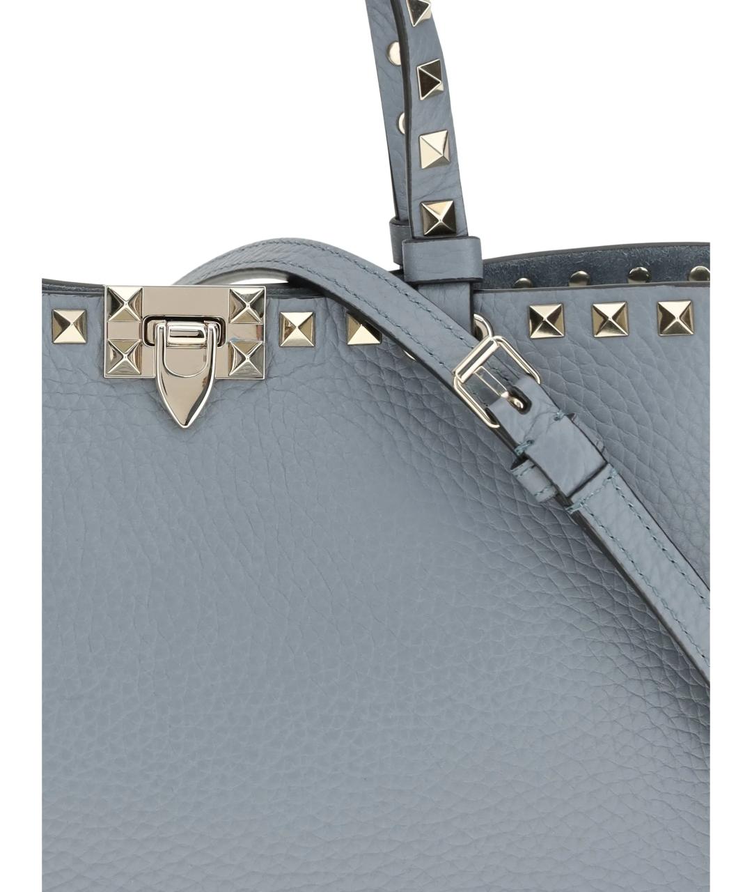 VALENTINO Голубая кожаная сумка тоут, фото 4
