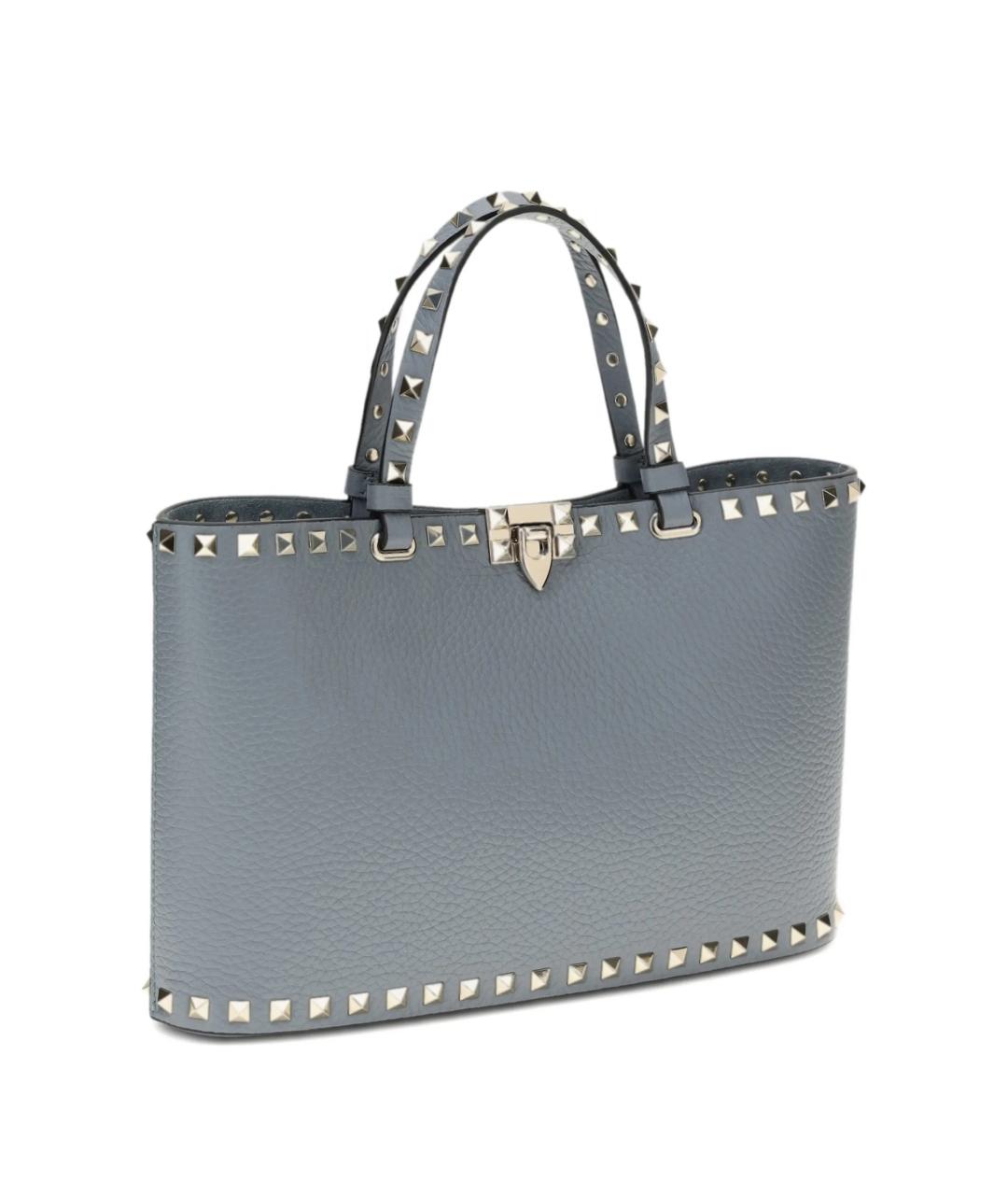 VALENTINO Голубая кожаная сумка тоут, фото 3