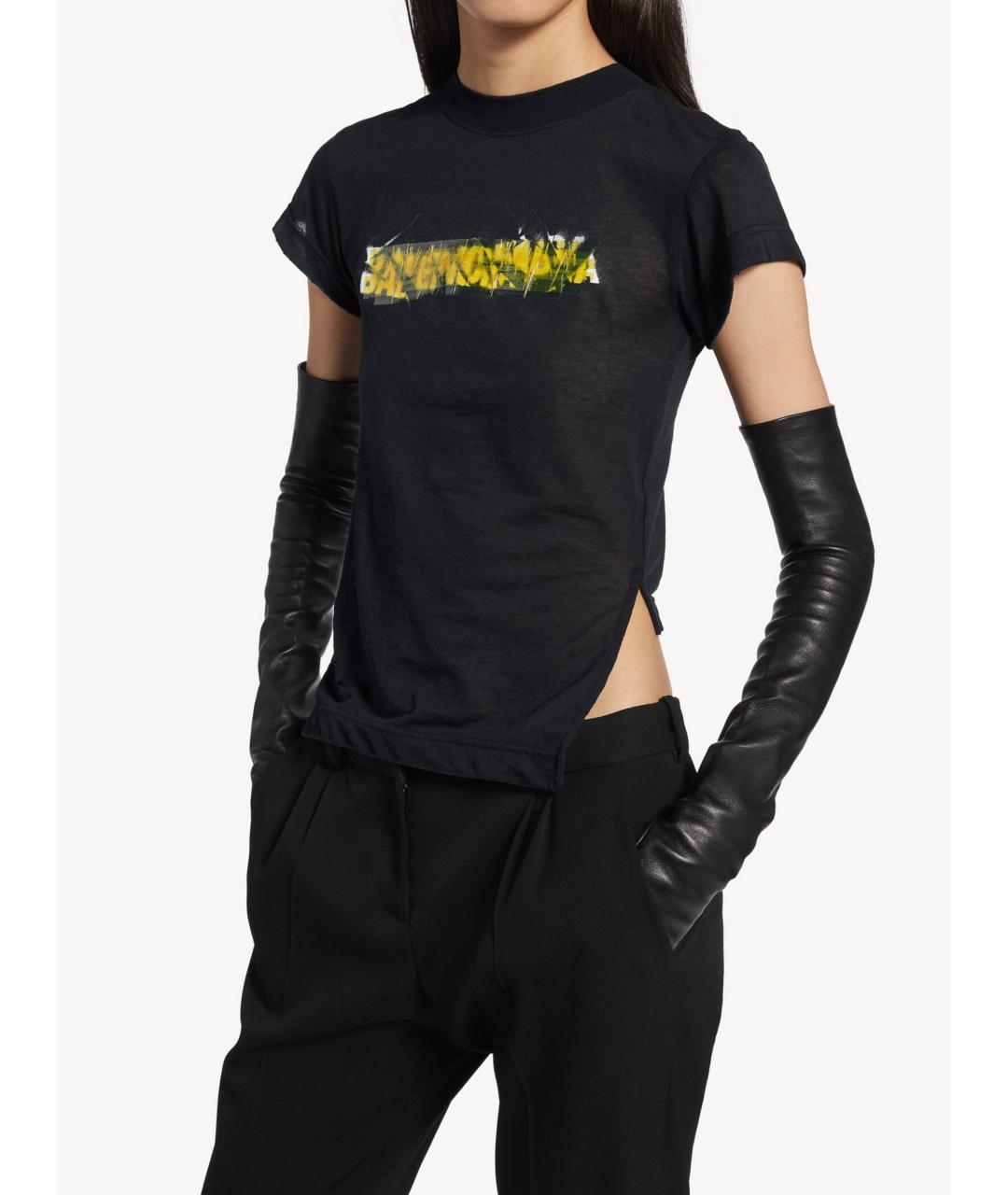 BALENCIAGA Черная хлопковая футболка, фото 2