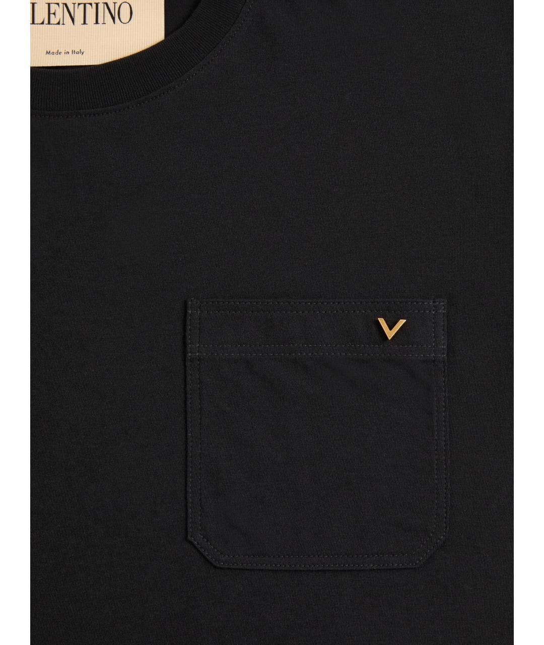 VALENTINO Черная хлопковая футболка, фото 3