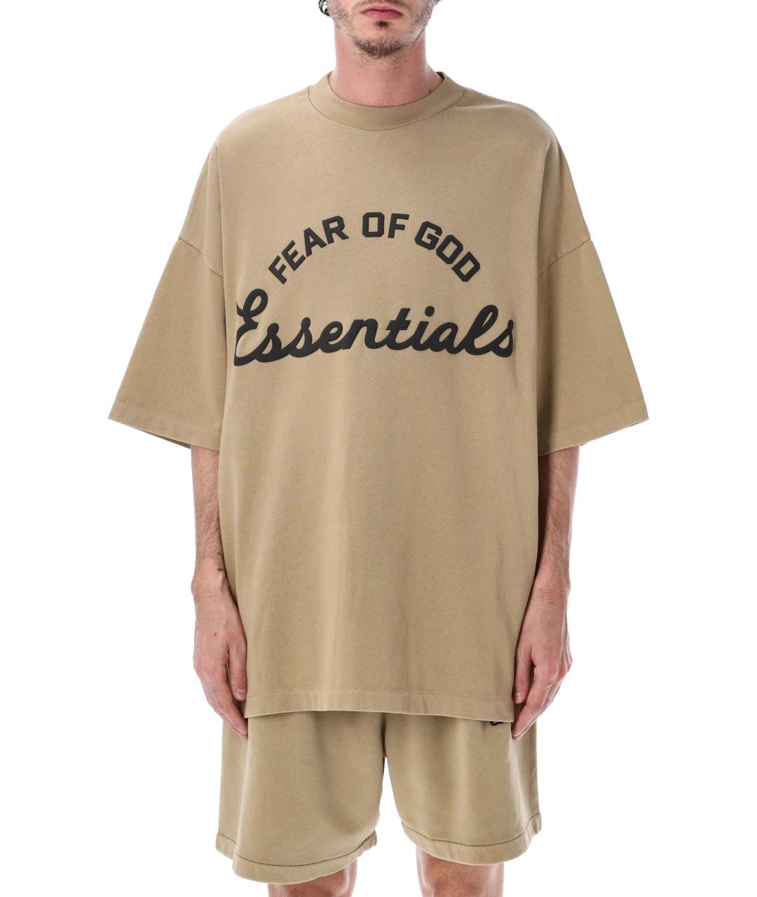 FEAR OF GOD ESSENTIALS Бежевая хлопковая футболка, фото 1