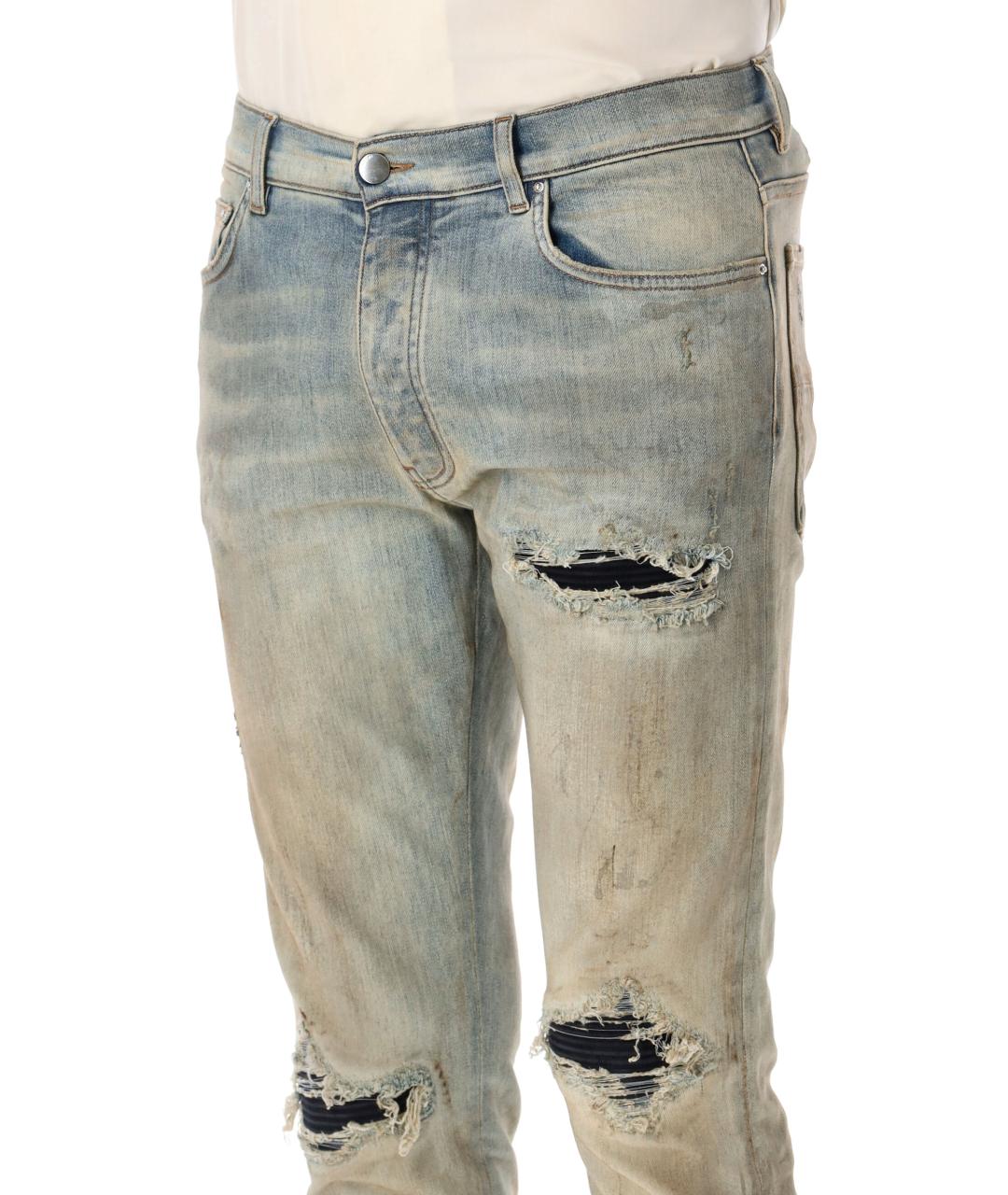 AMIRI Голубые хлопко-эластановые джинсы скинни, фото 3