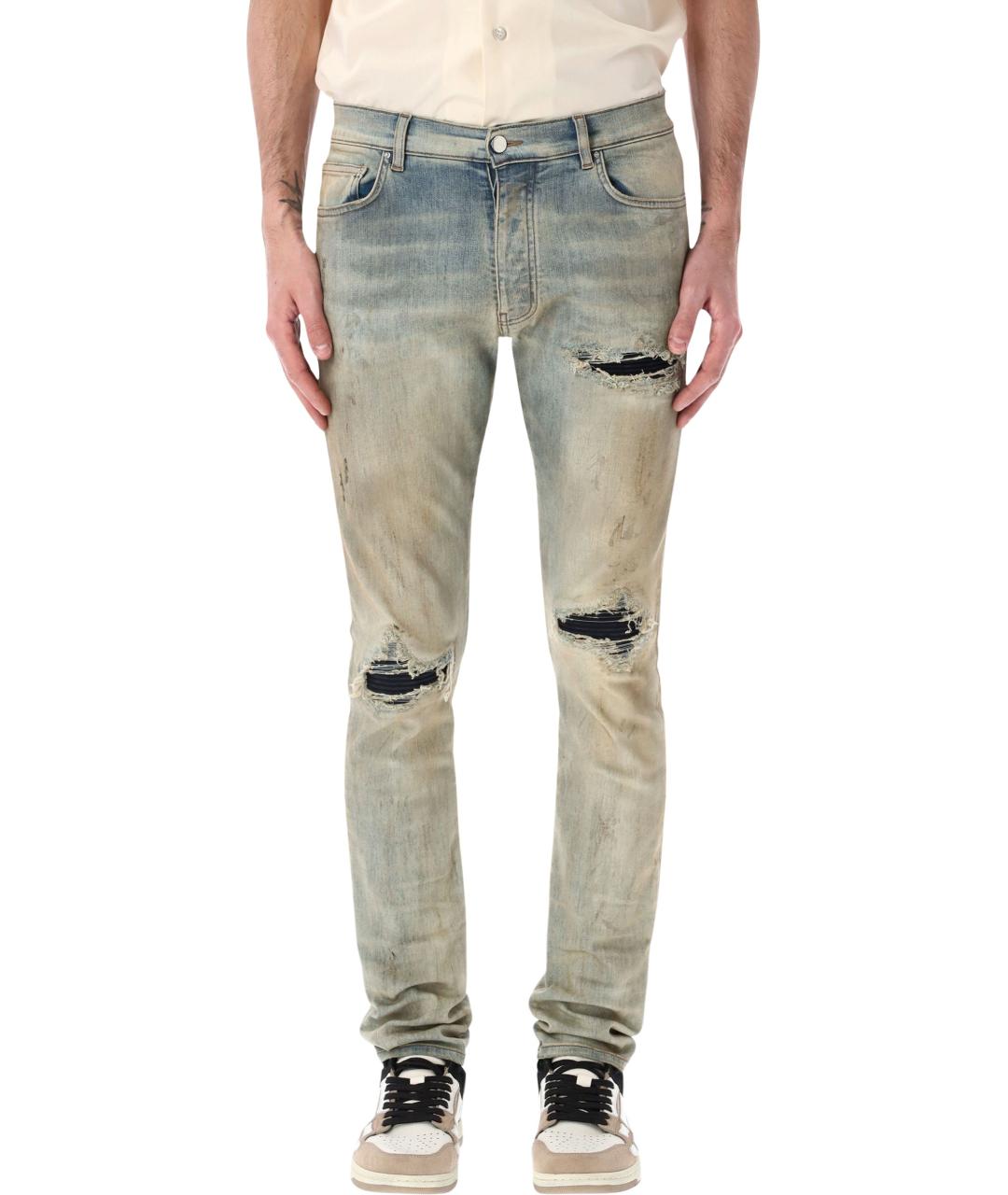 AMIRI Голубые хлопко-эластановые джинсы скинни, фото 1